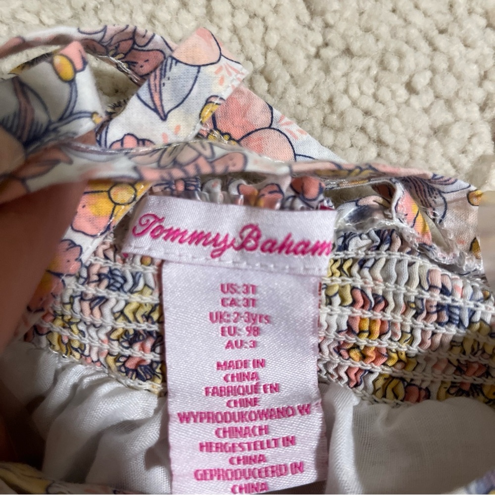 ⭐️3 for $30Tommy Bahama White Dress with Yellow, Pink Flowers Sundress Size 3T - Picture 6 of 10